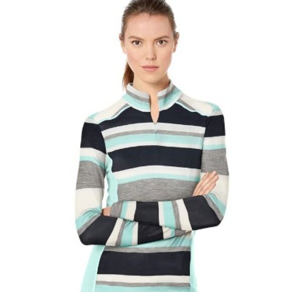 Helly Hansen Tops - 9-Helly Hansen Women's Striped Jersey - Dark Blue, Gray, White, and Turquoise